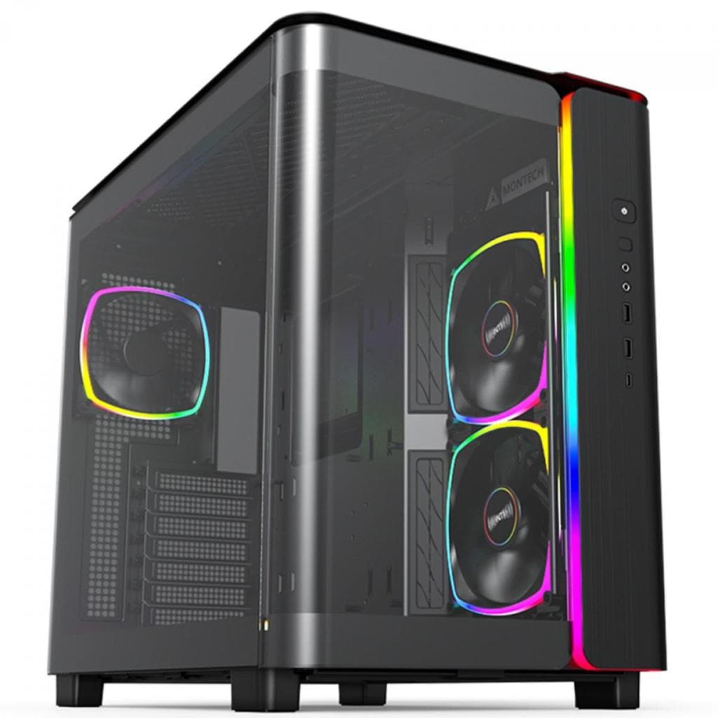 Gabinete Gamer Montech King 95 Pro, ARGB, Mid Tower, Vidro Temperado, ATX Black Sem Fonte Com 6 Fans