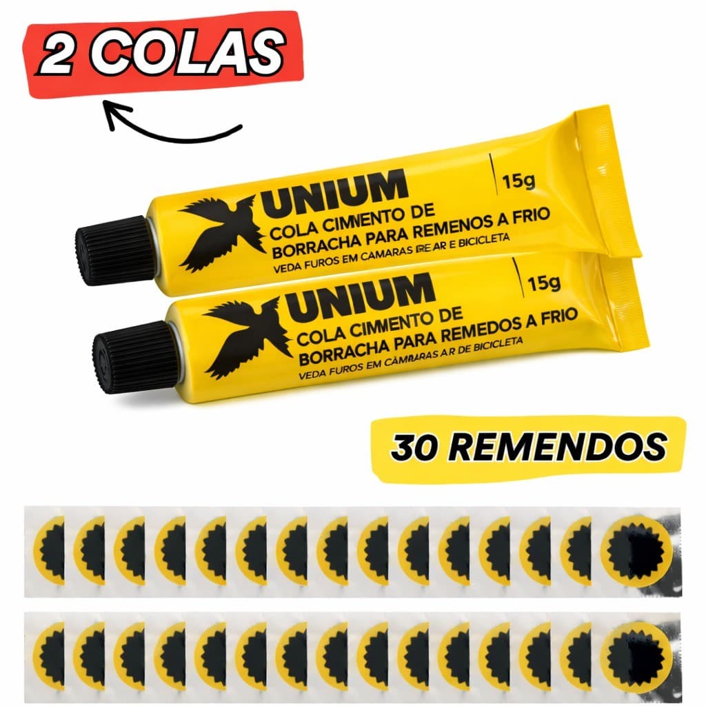 30 Remendos R-00 + Cola Unium 15g | Reparo de Pneu Bicicleta e Moto ‍️