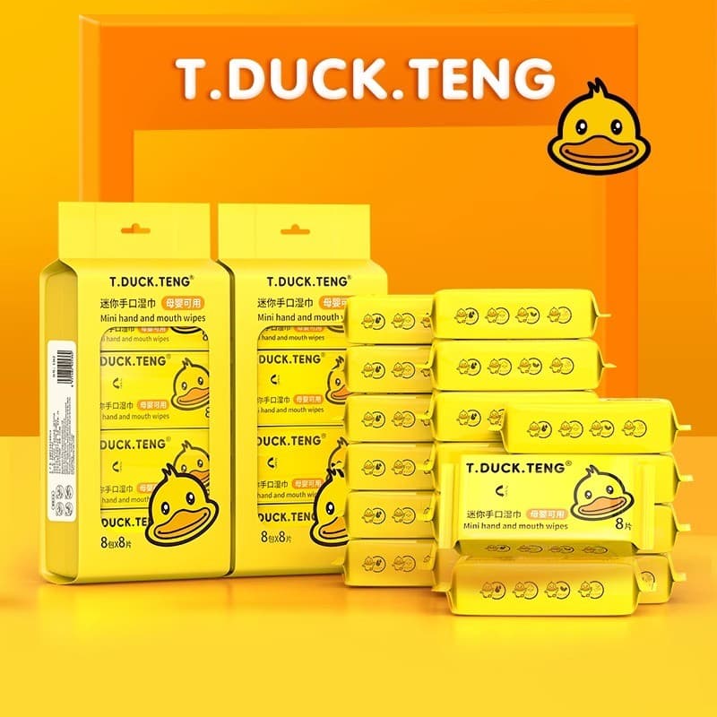 Lenços umedecidos para bebês, pato amarelo, recém-nascido, mão, boca, limpeza, dedicado, bebê, infantil, família, viagem