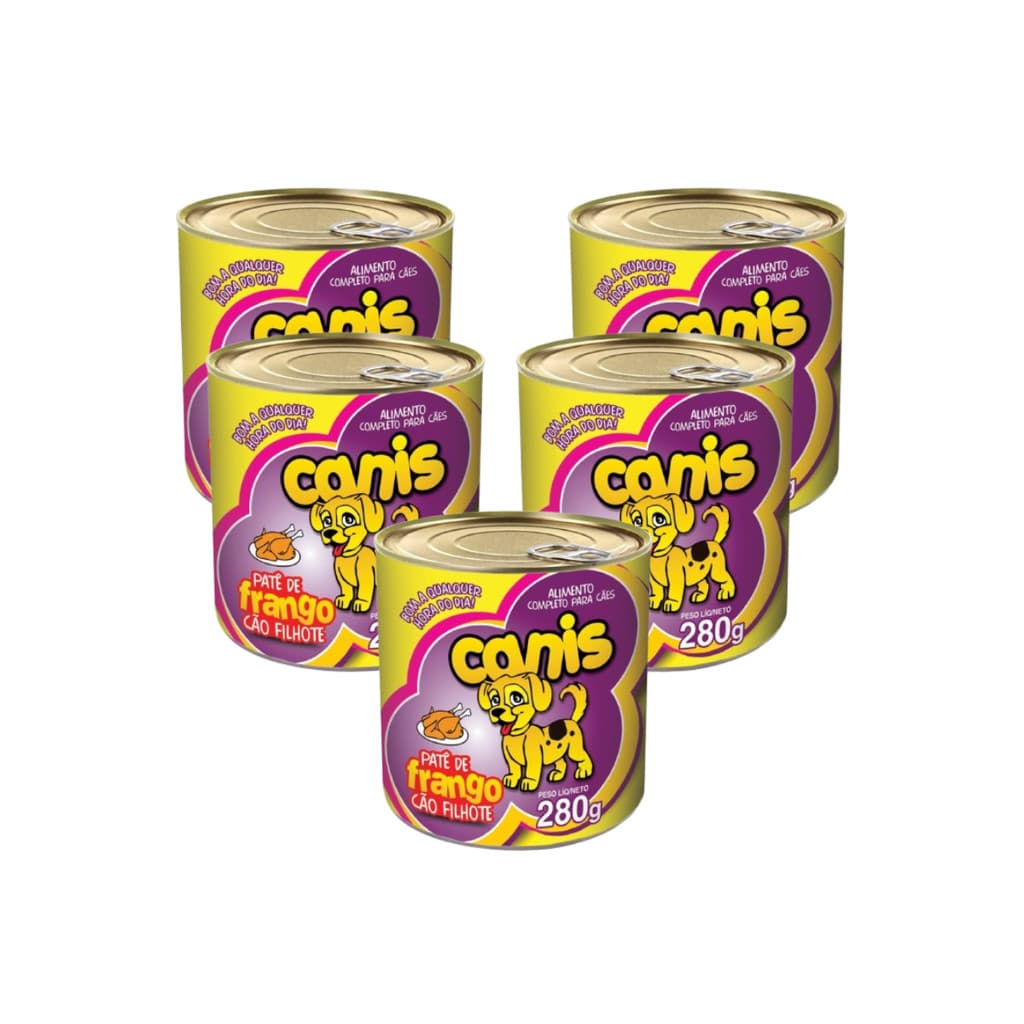 Patê Sabor Frango Ração Úmida Para Cachorro Filhote Canis 280g Kit 5 Unidades