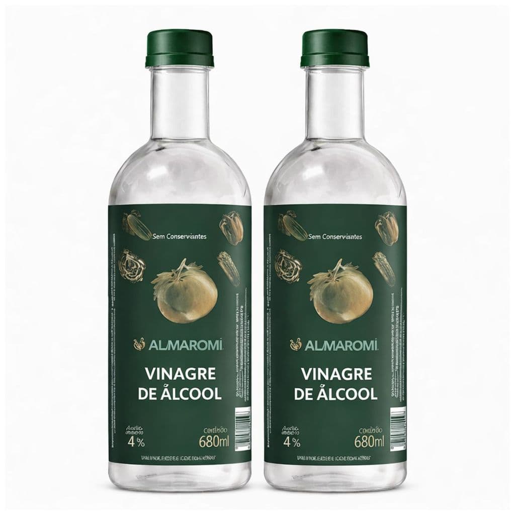 Kit 2 Vinagre de Álcool Almaromi 680ml 4% Acidez Sem Conservantes Ideal para Conservas e Temperos