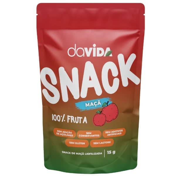 Snack Maçã Fruta Liofilizada Natural Sem Açúcar Glúten Davida Saudável
