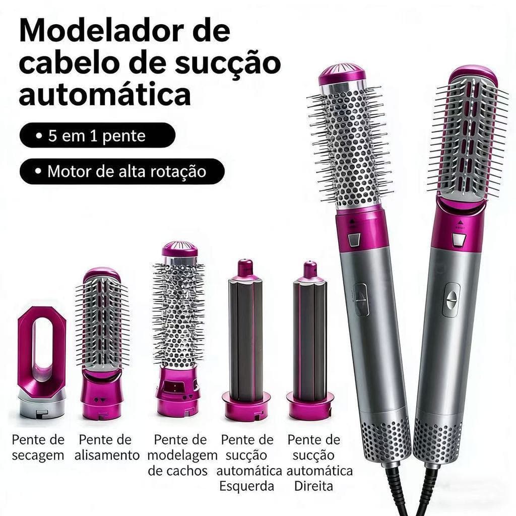 Escova Secadora De Cabelo 5 Em 1 Profissional Modeladora Unique Secador de cabelo multifuncional