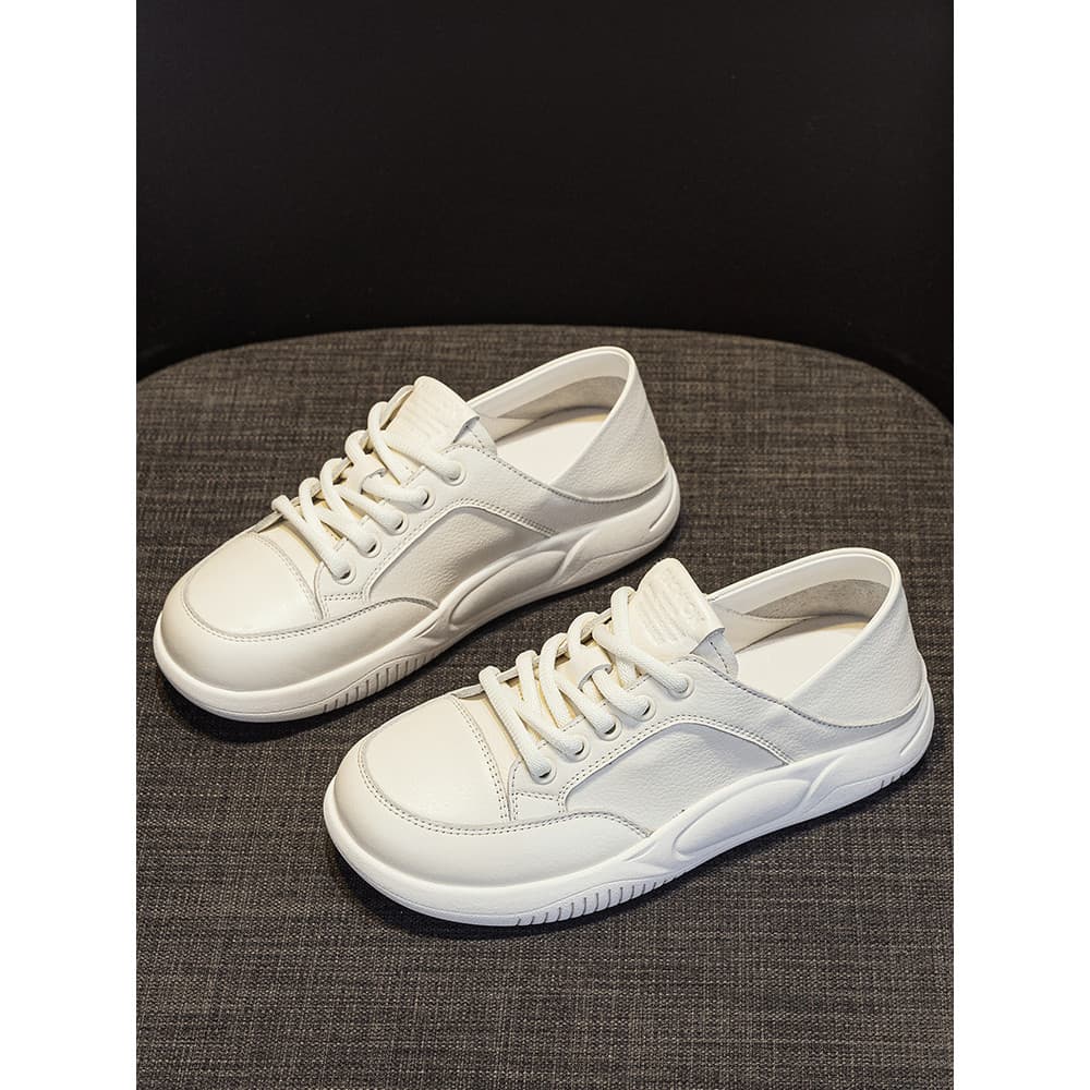 Primeira camada de couro macio-sola sapatos brancos femininos 2026 novo estilo All-Match venda quente confortável respir