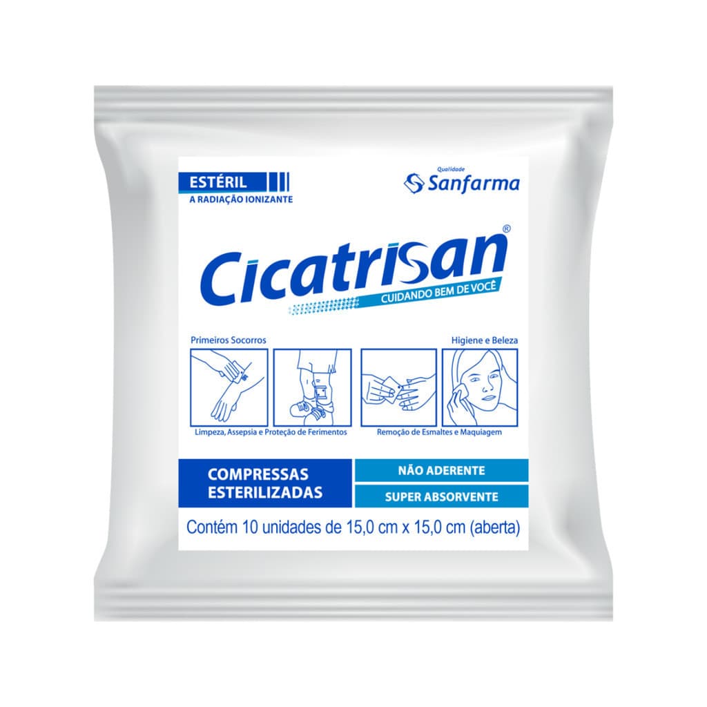 Cicatrisan Gaze Não Aderente Estéril Kit C/ 100 Uni Curativo Primeiros Scocorros