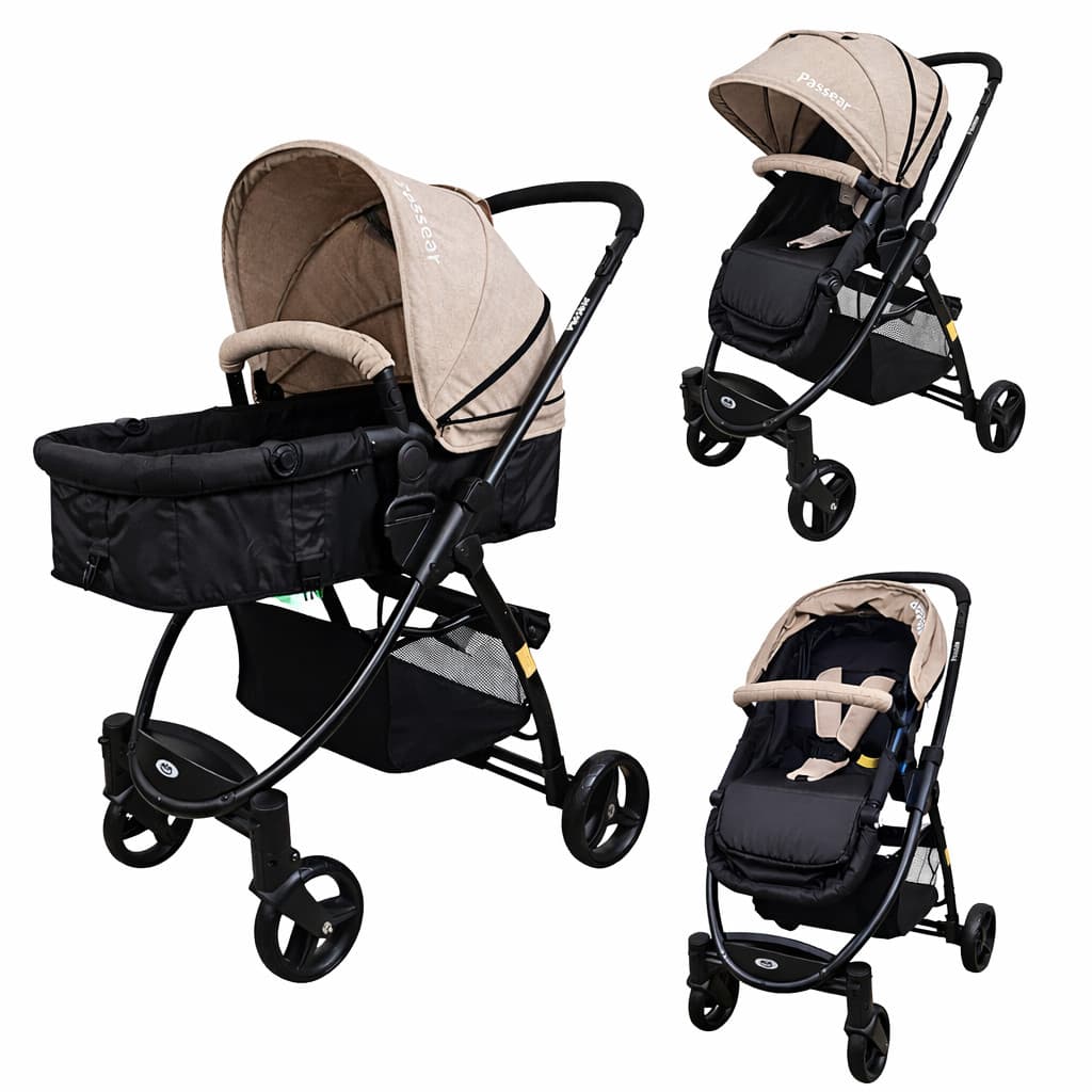 Carrinho De Bebê Moisés Europeu 3 Em 1 Júpiter Caqui - Passear Baby