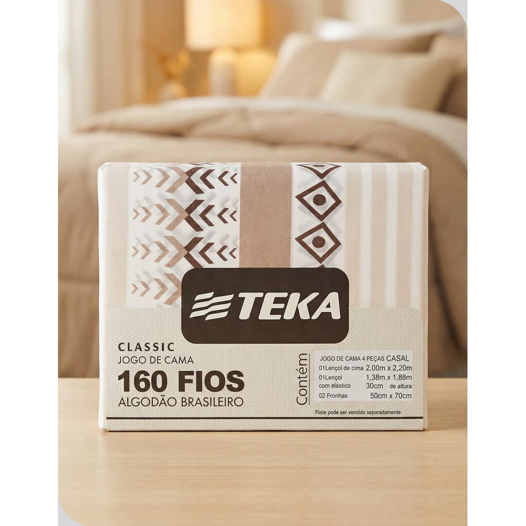 Jogo de Cama Lençol Elástico Casal 4 Peças Roupa de Cama Enxoval Estampado Premium Completo Macio