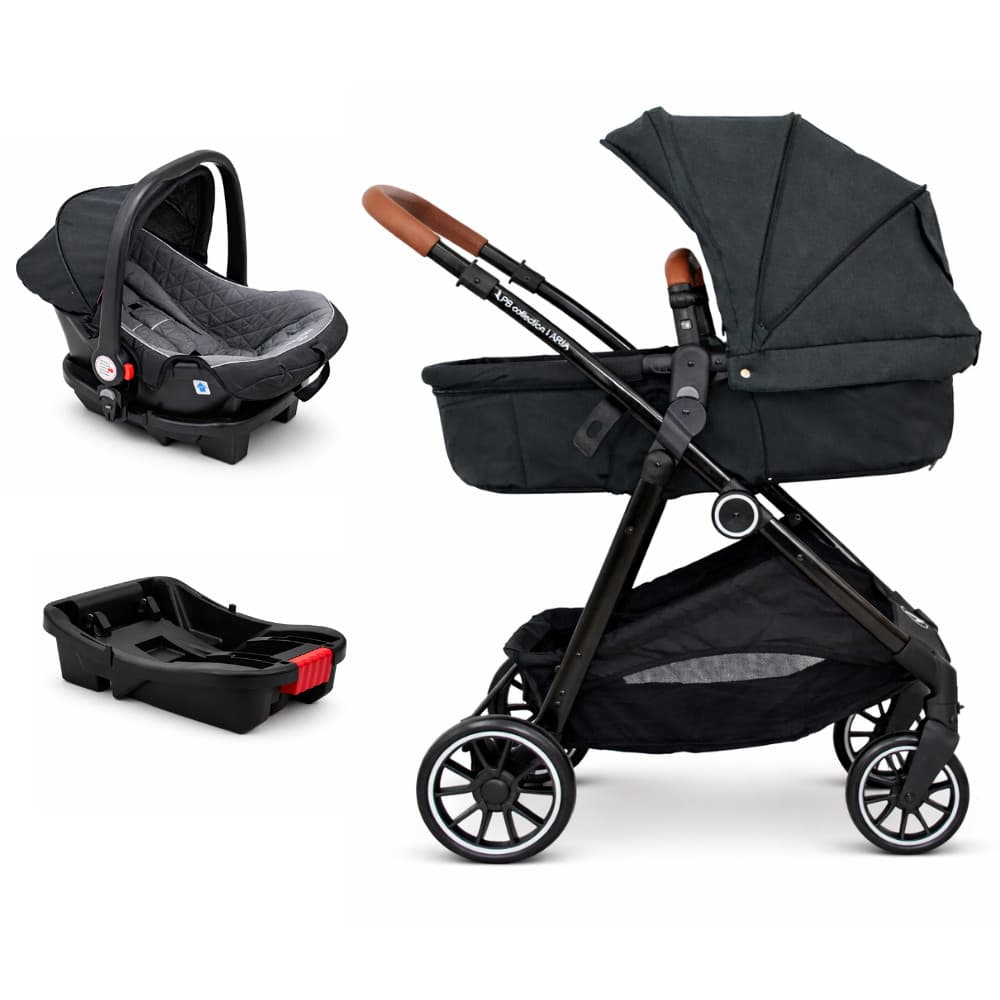 Carrinho de Bebê Aria Travel System Preto C/ Bebê Conforto E Base Premium Baby