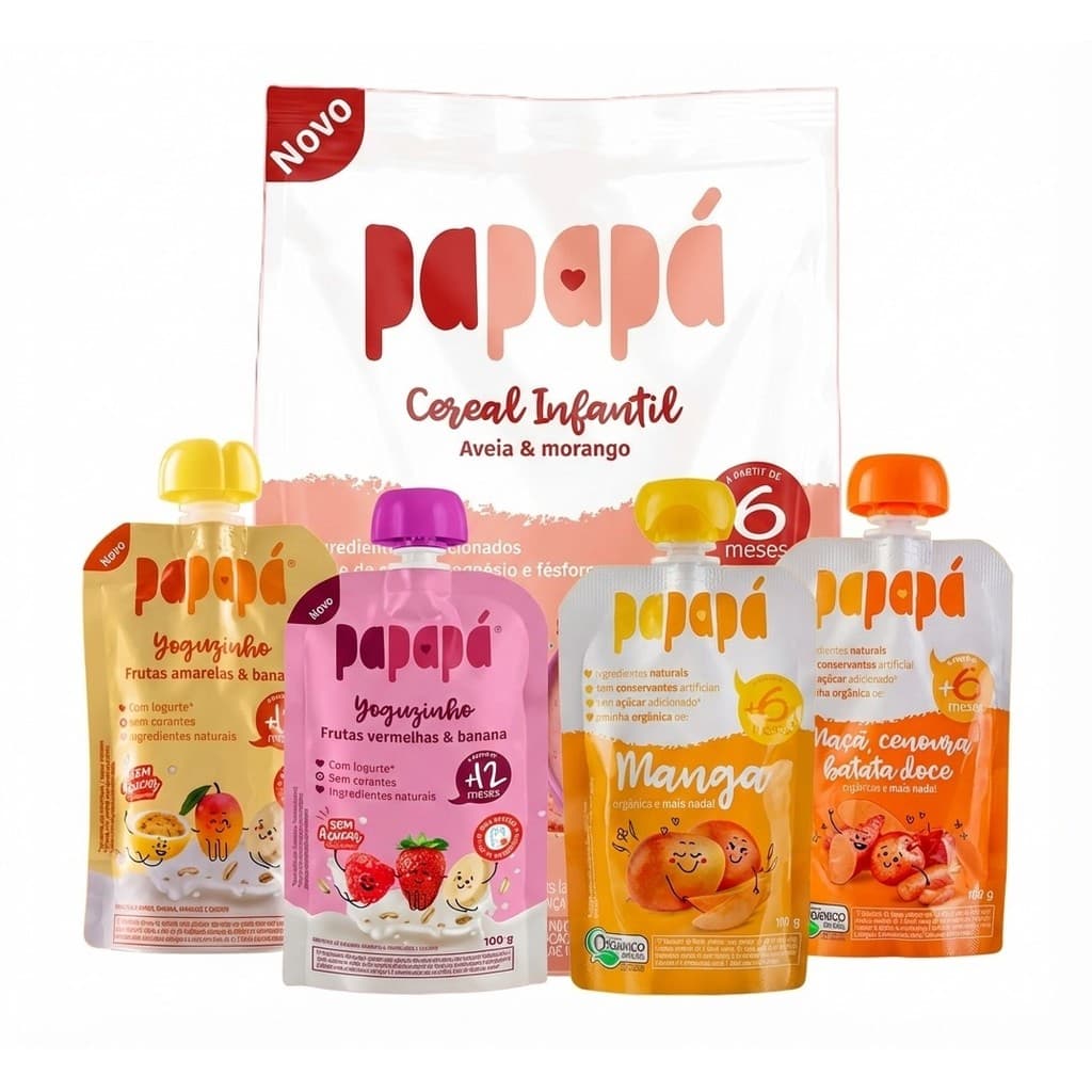 papinha iogurte yoguzinho e cereal papapa kit itens saudavel