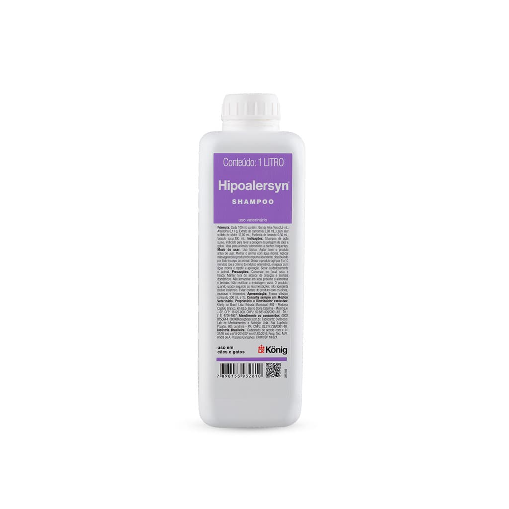 SHAMPOO HIPOALERSYN 1 LITRO KONIG PARA CACHORRO E GATO
