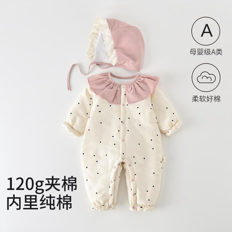 Bebê bebê macacão roupas de inverno roupas da menina do bebê princesa estilo ocidental classe A acolchoado cem dias Outi