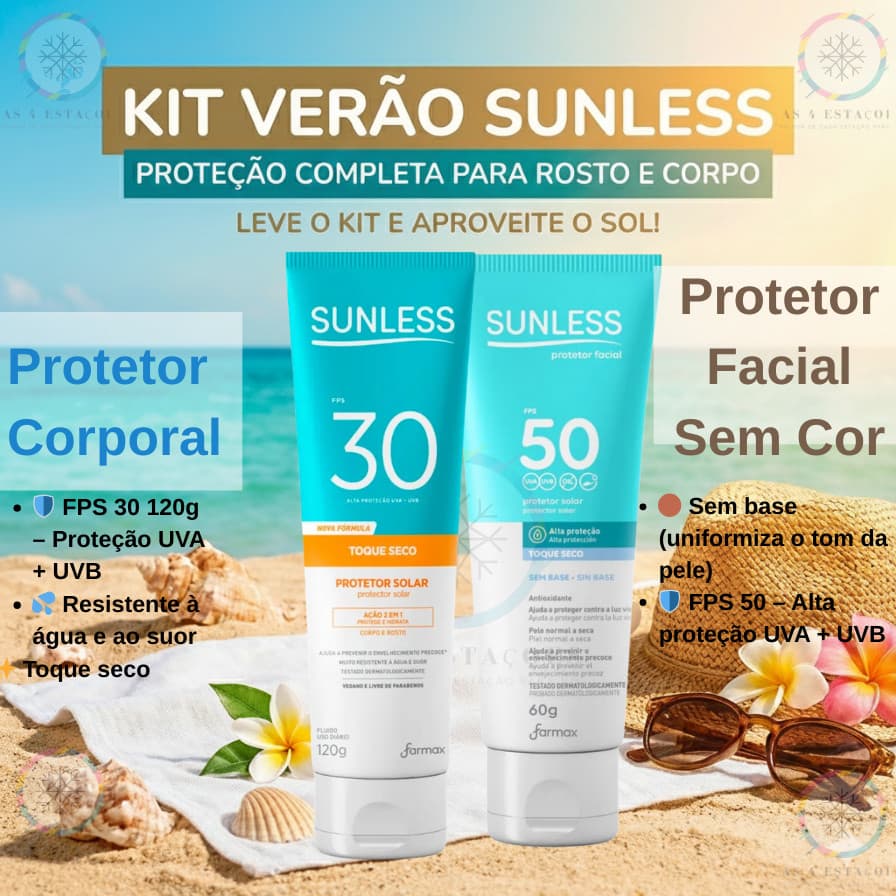 Kit Protetor Solar Fps 30 120g + Protetor Solar Facial Sem Cor