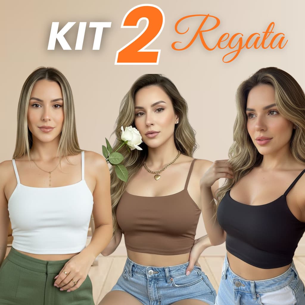 Kit 2 Cropped Regata Feminina Suplex Top Alcinha Blusinha Croped Moda Fitness Treino Verão Premium