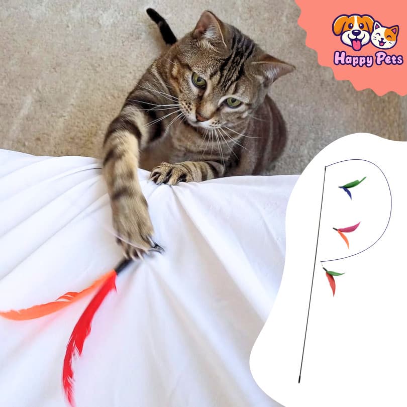 Varinha De 1m da Pet Games Flying Cat + 3 Iscas Penadas Brinquedo Super Interativo Para Gato