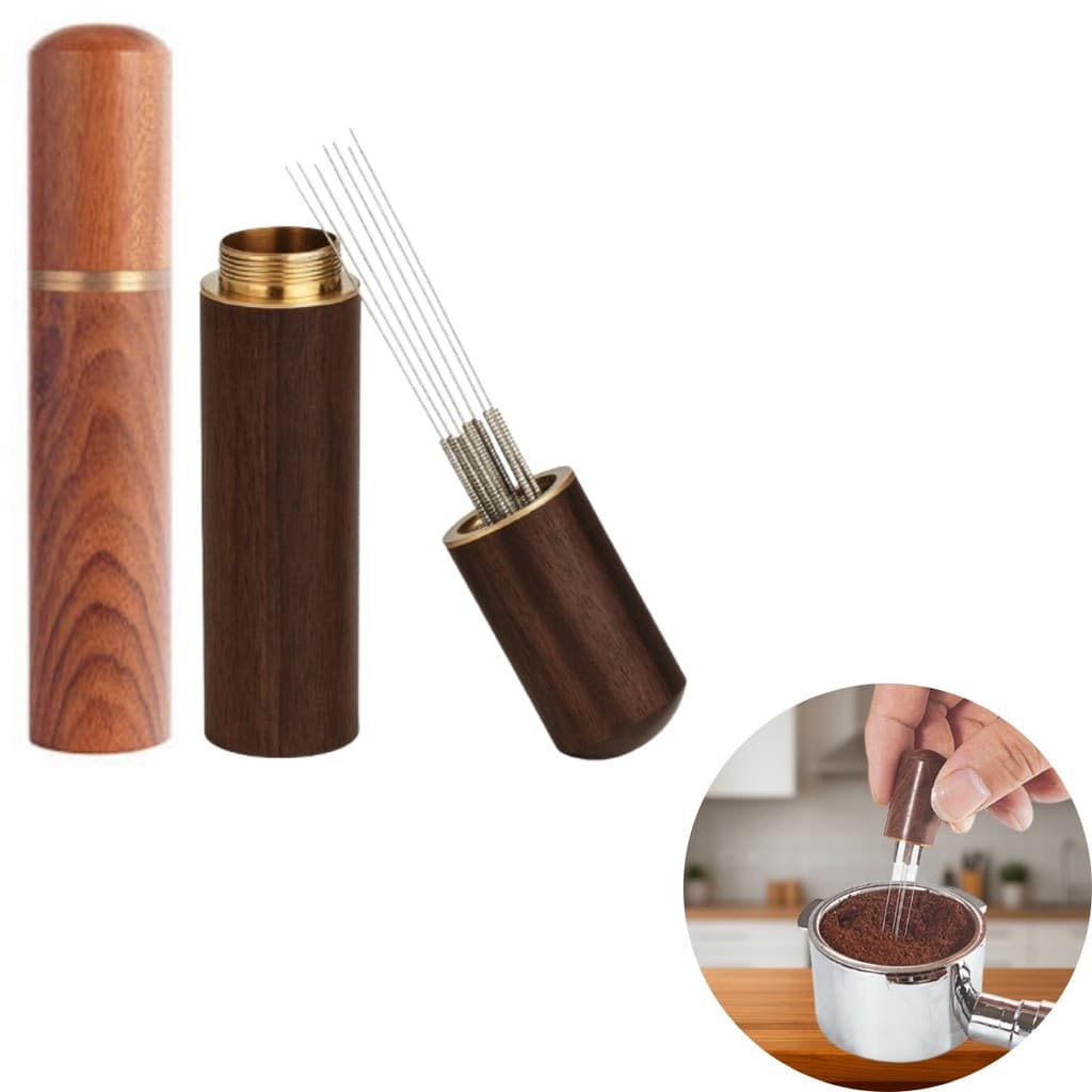 Ferramenta WDT Distribuição de Café Expresso - Cabo Madeira Agulhas Premium Distribuição Uniforme Realça Aroma