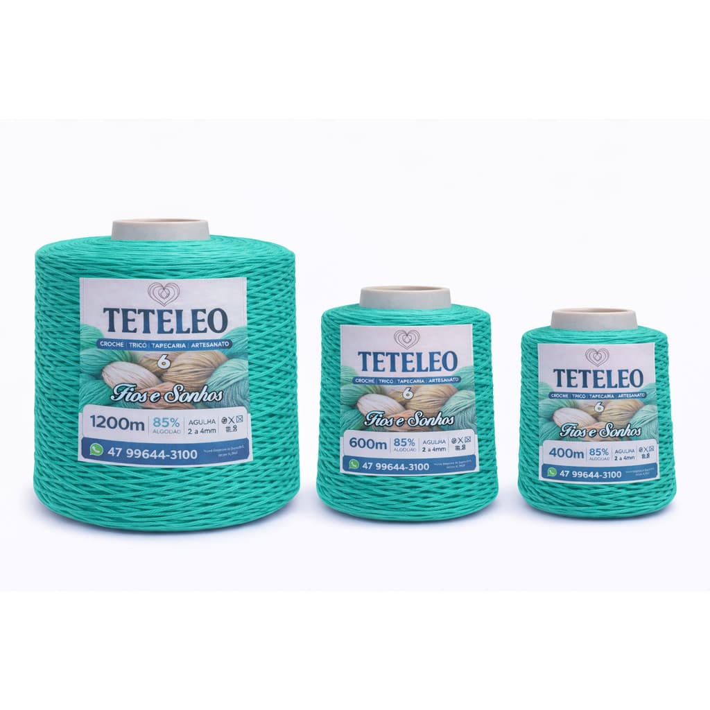 Barbante Antialérgico Sem Poeira Não Desbota TeTeLeo Fio Nº6 – Ideal para Crochê, Tricô e Artesanato Jade