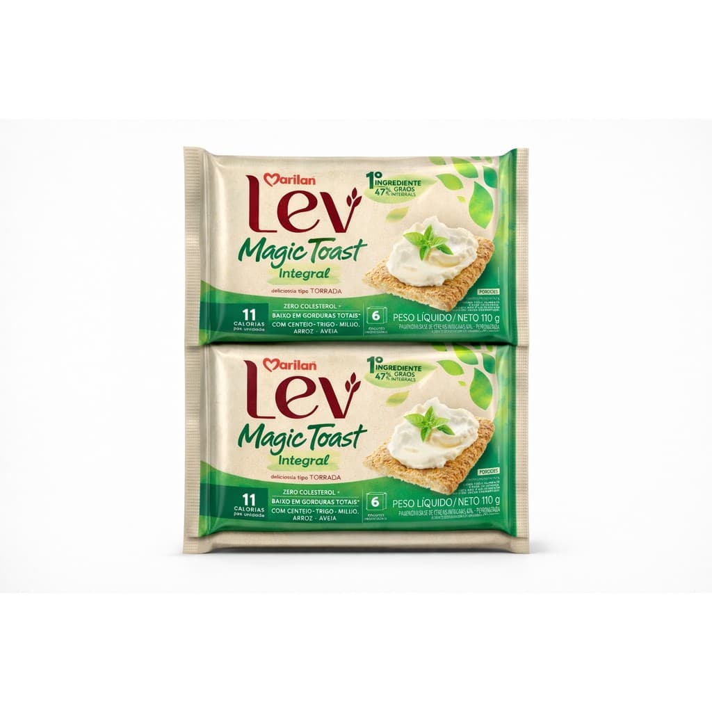 kit 2x Torrada Integral Magic Toast Marilan 110g Crocante Leve Saudável Snack para Café Lanches