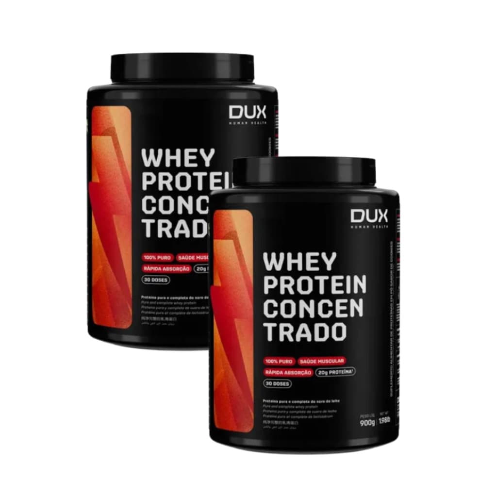 Combo 2 Whey Protein Concentrado Chocolate 900g Dux Chocolate