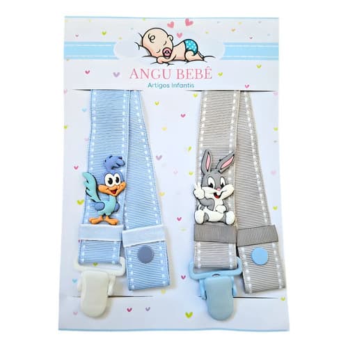 Prendedor De Chupeta Infantil Bebê Menino Kit 2 Enxoval Maternidade Clipe Com Trava Bico Angu Bebê