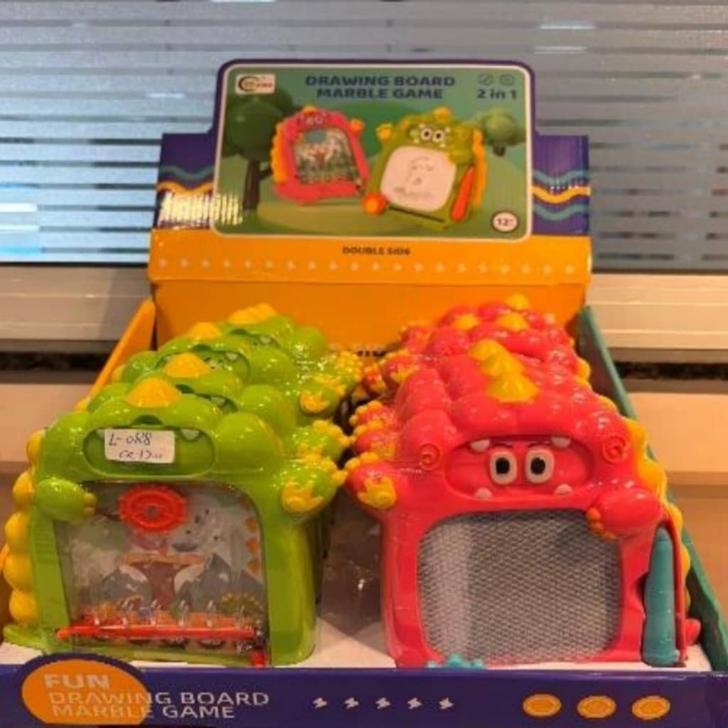 Brinquedo 2 em 1 Dinossauro: Quadro de Desenho Magnético e Jogo de Bolinhas - Brinquedo Educativo para Crianças