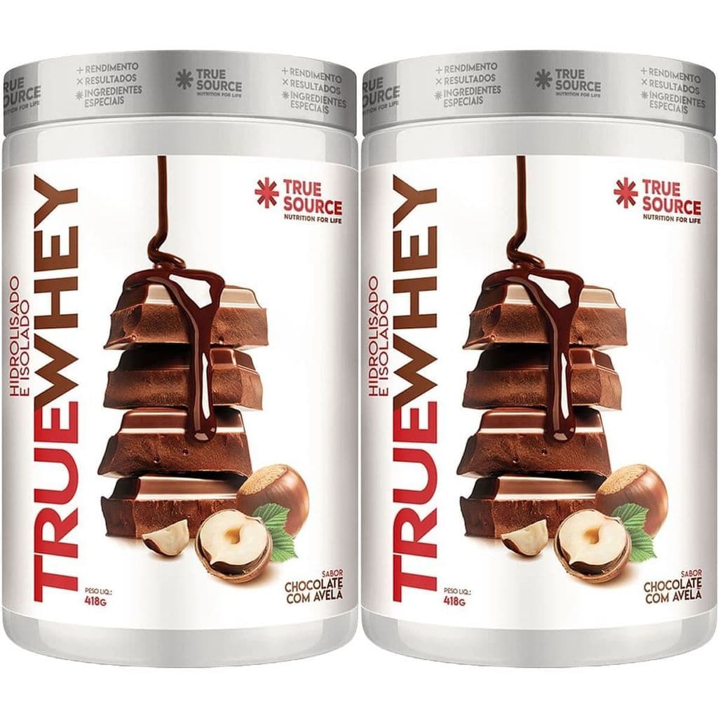 Kit 2X True Whey Protein Hidrolisado e Isolado - 418g Chocolate Com Avelã - True Source