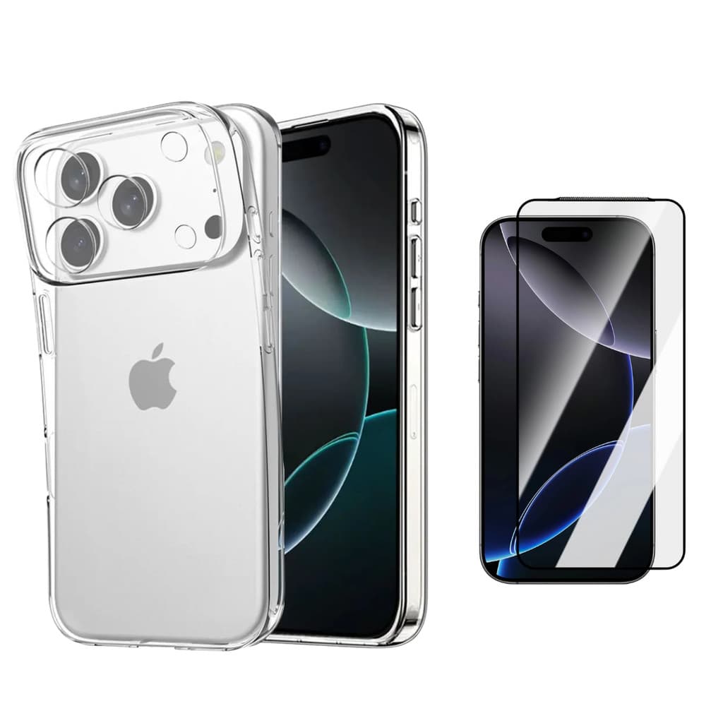 17 / 18 Pro Max - Capinha Case Anti Impacto Transparente (Câmera Fechada) E Película 3D ou Hidrogel