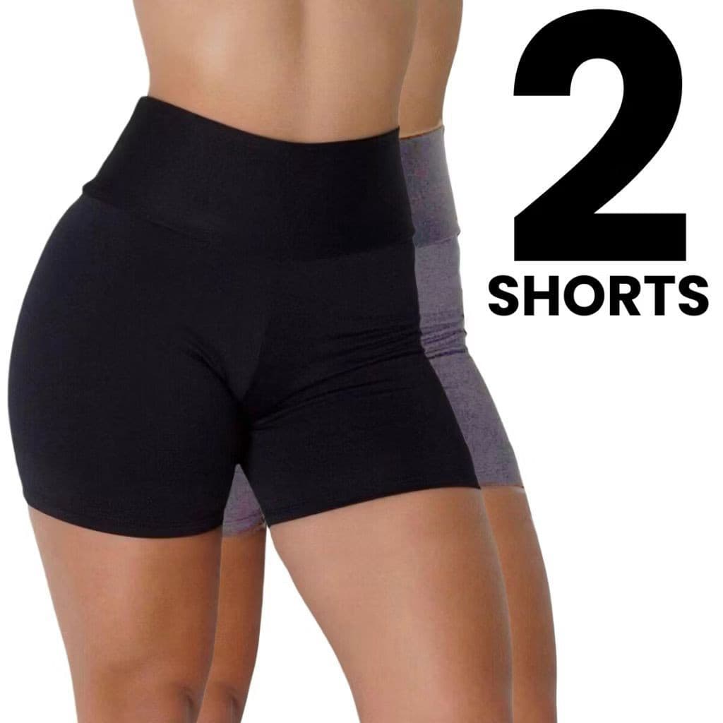 Kit 2 Shorts Legging Suplex Cós Alto Feminino Academia Fitness Treino