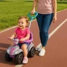 Quadriciclo infantil aranha menina com andador empurrar carrinho brinquedo passeio seguro criança