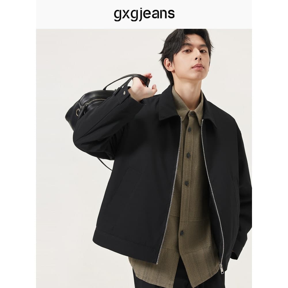 Gxg. jeans masculino preto básico solto administrativo jaqueta lapela jaqueta masculina primavera outono venda quente