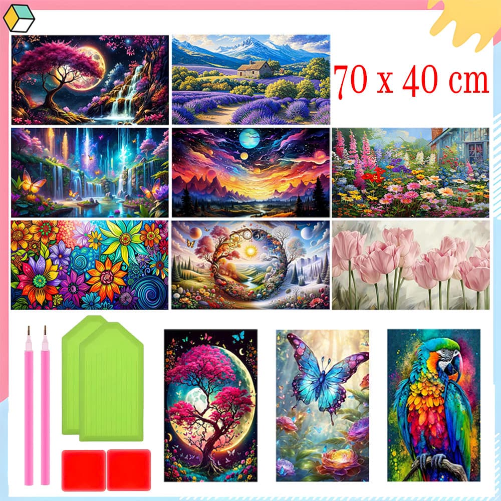70 x 40 cm, Pintura artística de diamante 5D, pintura de diamante DIY para adultos iniciantes, para decoração de parede