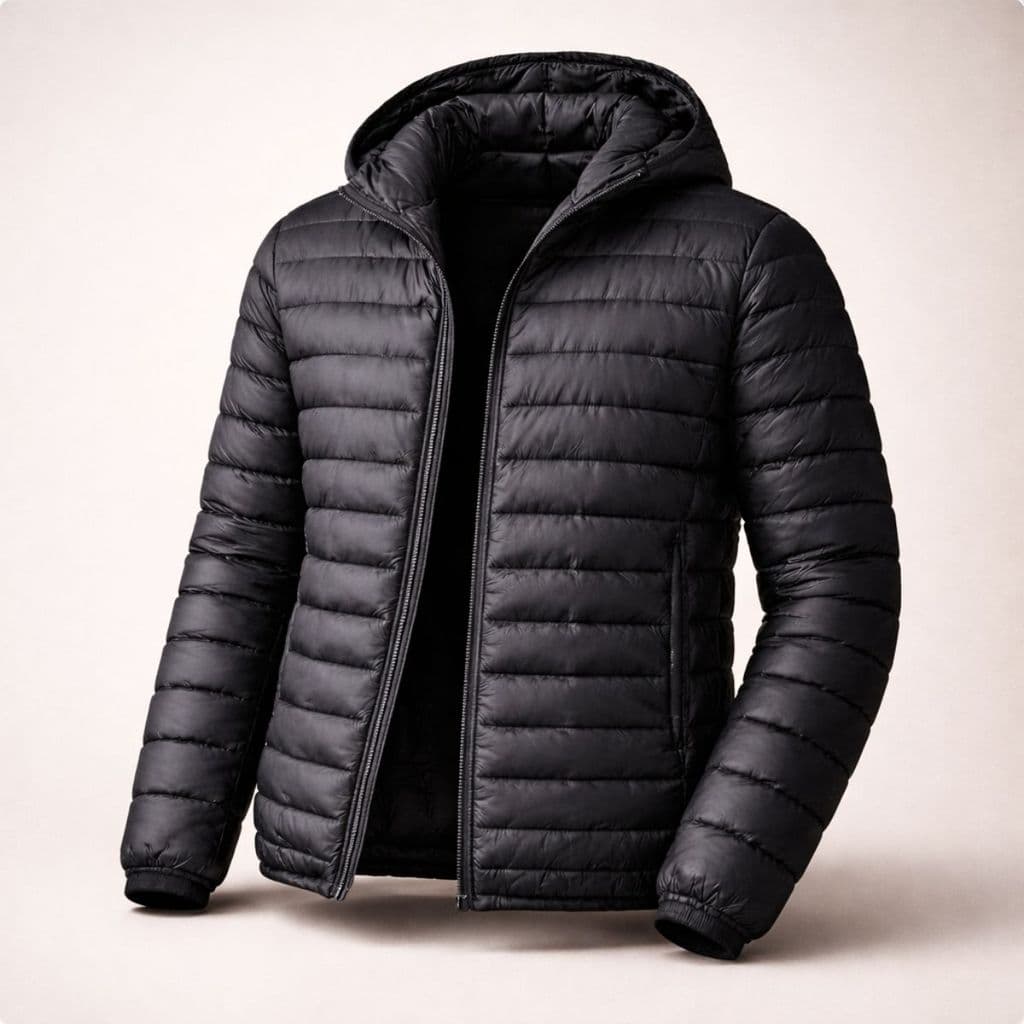 Casaco Inverno Masculino Puffer Preto com Touca Jaqueta Moderna e Resistente