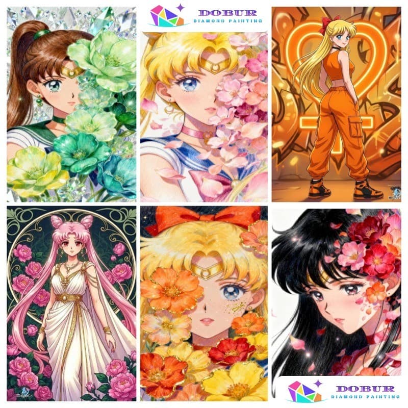 DOBUR | Conjunto De Pintura Diamante Sailor Moon 5D DIY Redondo/Quadrado Completo Broca Tela Com Número Artesanato Prese