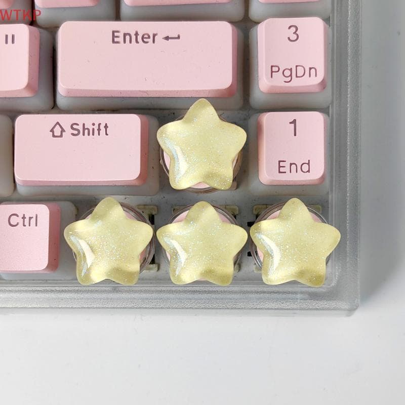 4 Pçs Bonito Estrela Keycaps Doce Translúcido Menina Presente Personalizado Chave Para Acessórios De Teclado Mecânico