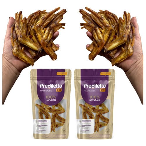Pé De Pato Desidratado 14 Un Prediletta Petisco Natural Mastigável p/ Cães Snack Saudável