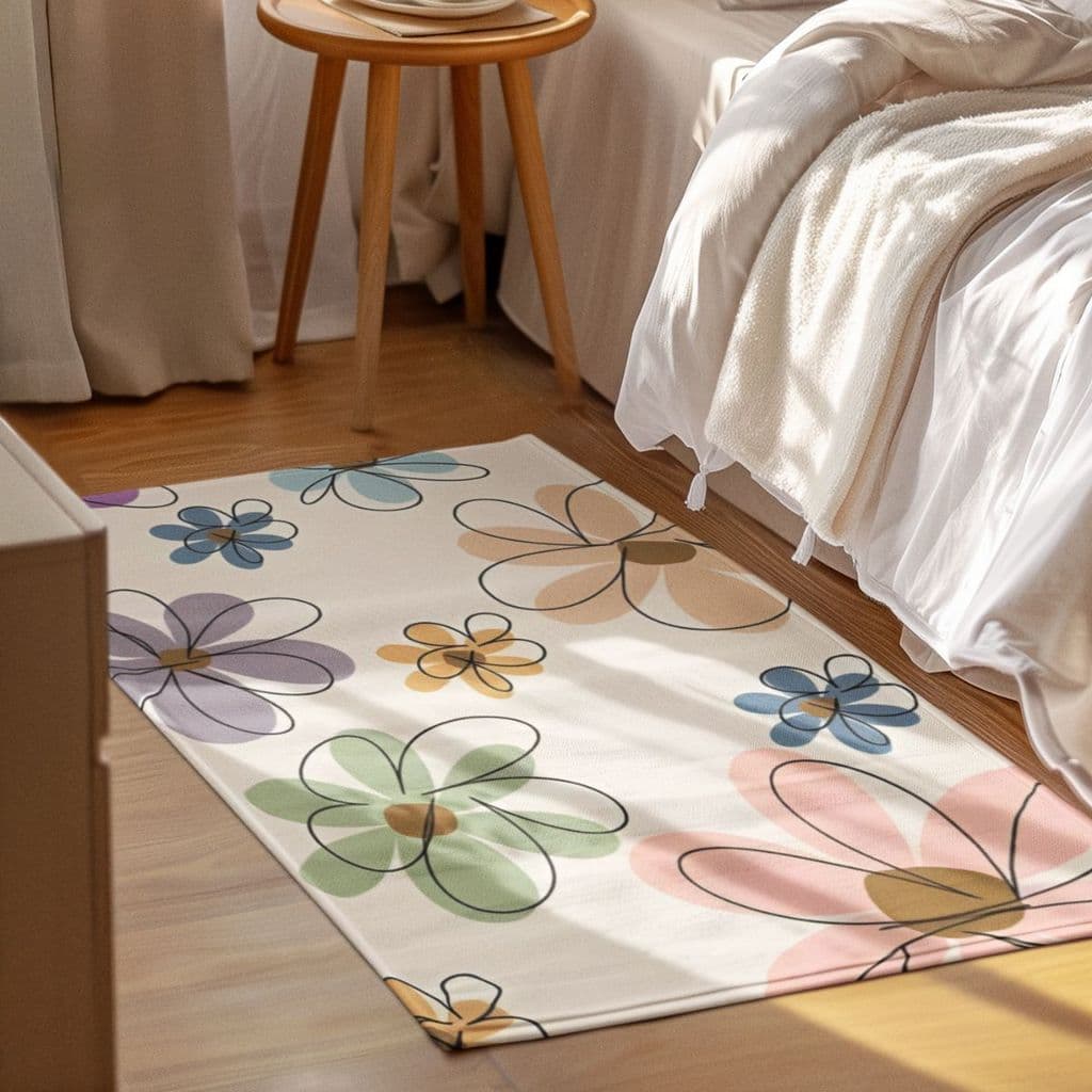 Tapete Decorativo 118x70cm Antiderrapante Sala, Quarto e Escritório Plantas