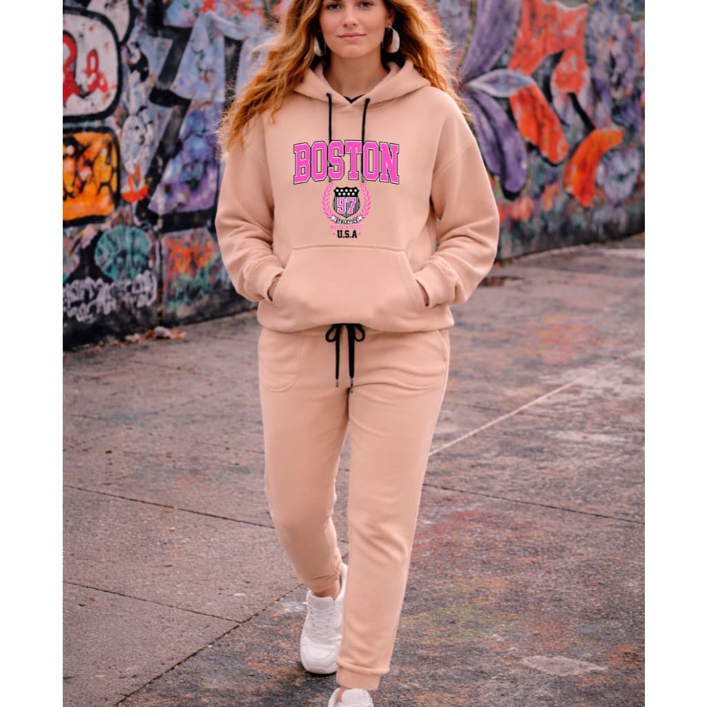 Conjunto Moda Feminina  Boston Moletom Flanelado 100% Algodão Agasalho Inverno 2026 Estilo