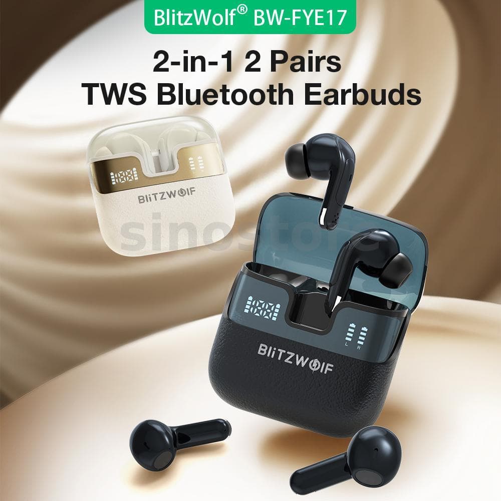 BlitzWolf ® Fone De Ouvido bluetooth BW-FYE17 2 Em 1 2 Pares TWS Fones Dual LED Power Display 13 Mm Drivers Grandes Esté