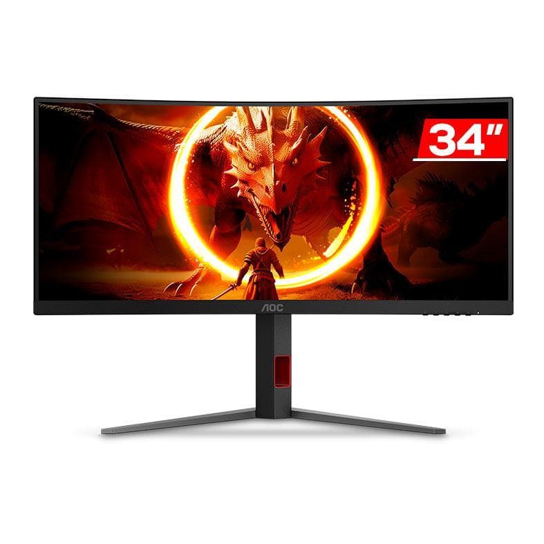 Monitor Gamer AOC Agon Quad 34, 34 Pol, VA, WQHD, 0.5ms, 180Hz, FreeSync Premium, HDMI/DP, U34G4C