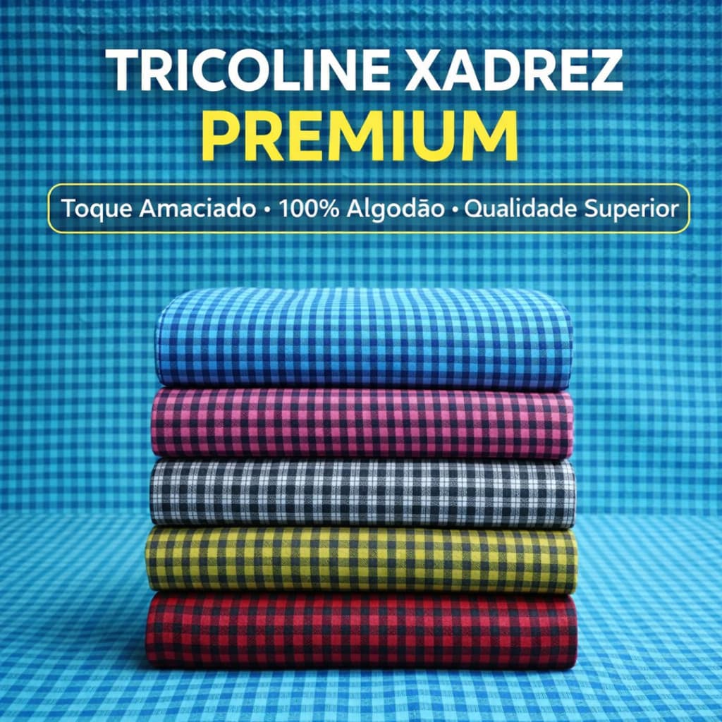 Tecido Tricoline Amaciada 100% Algodão 1,50m Xadrez Patchwork Artesanato Camisaria
