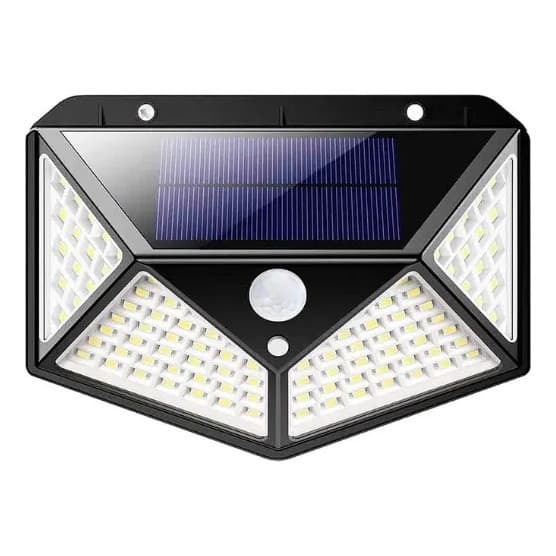 Luminária Solar LED 100 LEDs com Sensor de Movimento para Parede – IP65