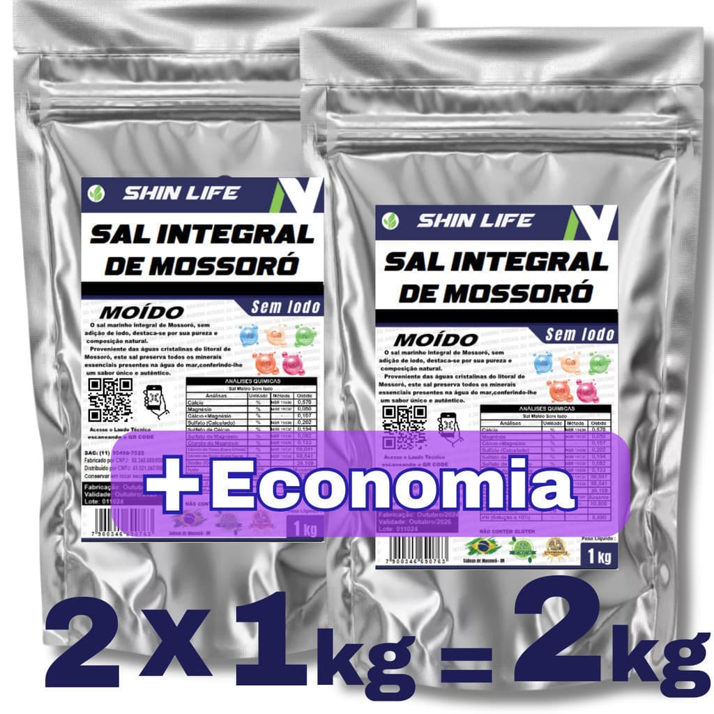 Sal Marinho Integral Mossoró Sem Iodo Moído 2kg