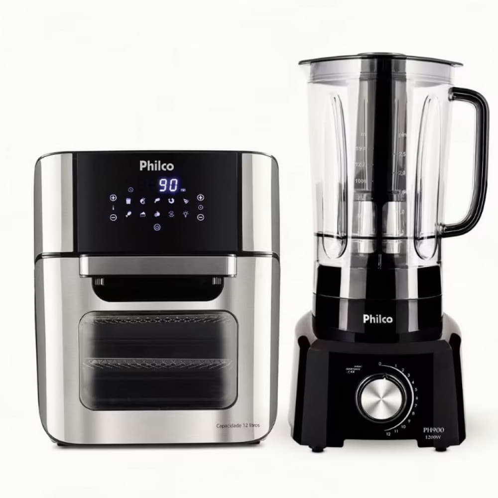Fritadeira Elétrica Sem Óleo Air Fry Oven PFR2200P 12L + Liquidificador Philco PH900 1200W com 12 Velocidades Philco