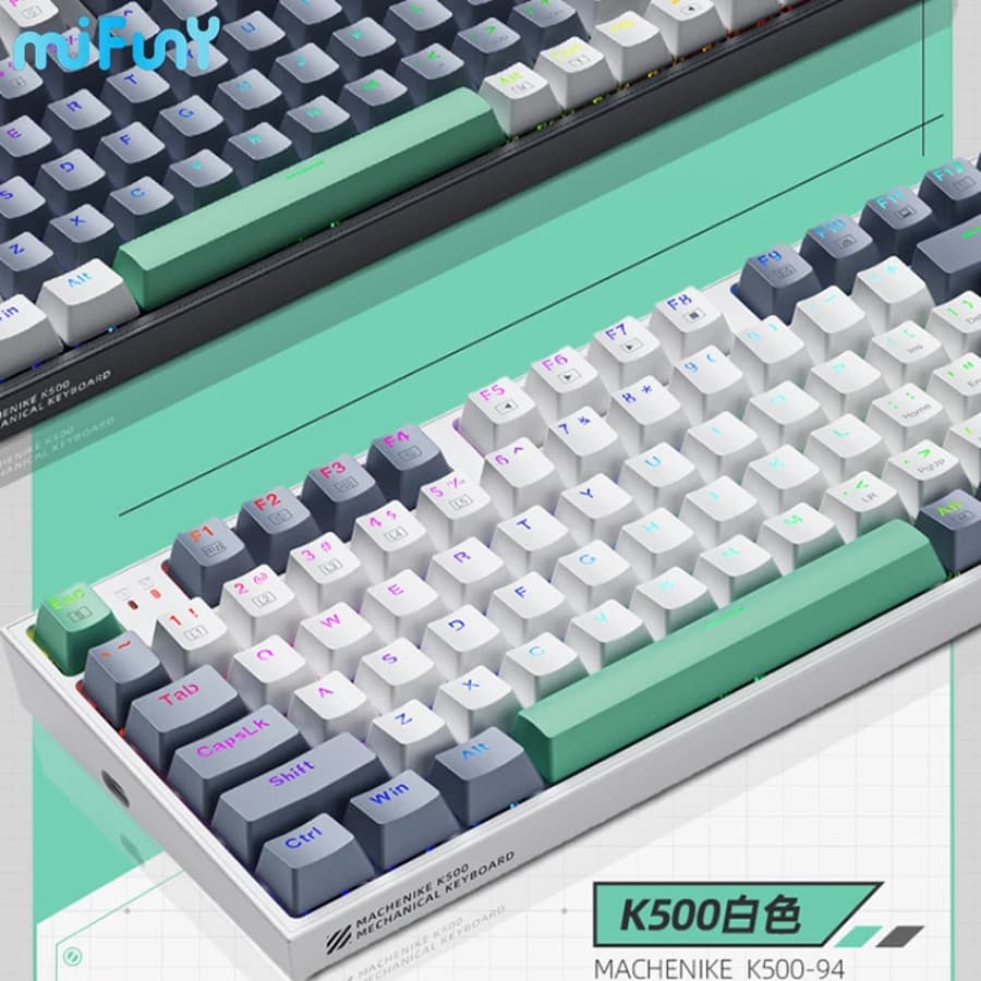 Teclado mecanico K500- B61 Mini Teclado Mecânico Formato 60% com Fio, Teclas Removíveis, Retroiluminação RGB, 61 Tecla