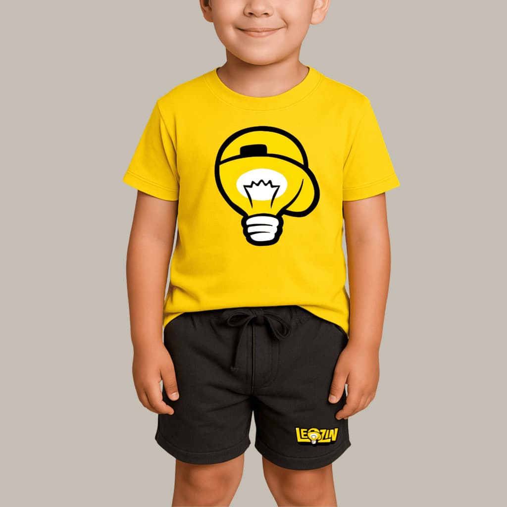 Kit Camiseta Algodão e Bermuda Moletom Infantil Leozin Youtuber Os Rosas Emily Vick