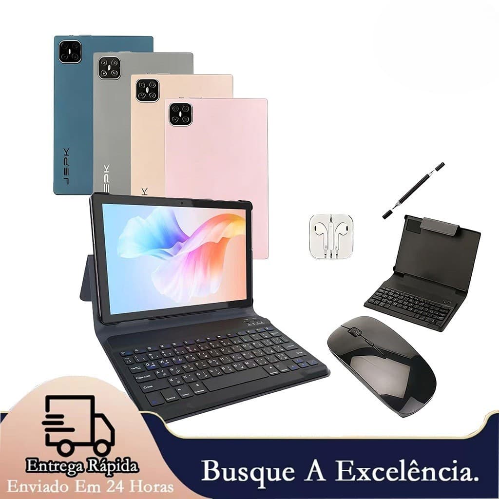 Tablet 10.1” com Teclado+Mouse 6GB RAM 256GB Android 13 Câmera 5MP+8MP