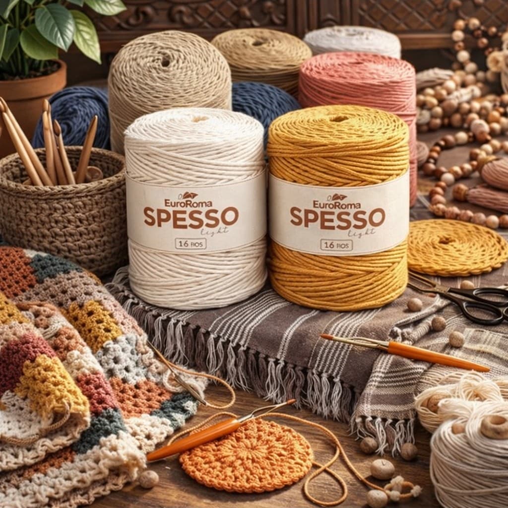 Barbante EuroRoma Spesso 16 Fios – Fio Grosso para Crochê, Macramê, Bolsas, Cestos e Artesanato