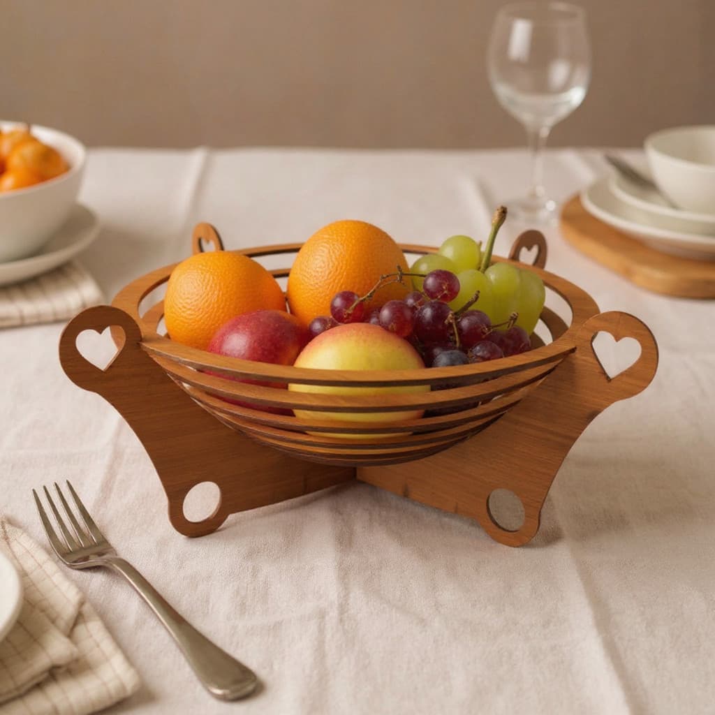 Fruteira Organizador Cozinha Multiuso Cesto de Mesa Frutas Ovos Madeira mdf