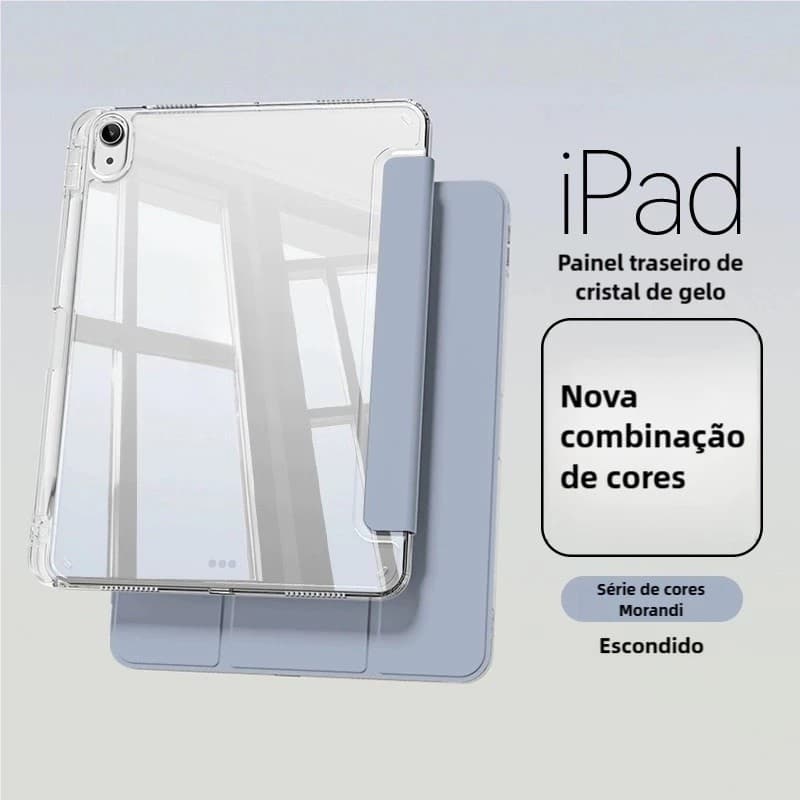 Capa Transparente Proteção Para ipad 7/8/9/10/11(A16)/Pro 11" , Air 4/5/M2/ M3 com suporte para caneta