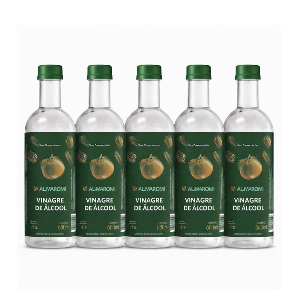 Kit 6 Vinagre de Álcool Almaromi 680ml 4% Acidez Sem Conservantes Ideal para Conservas e Temperos