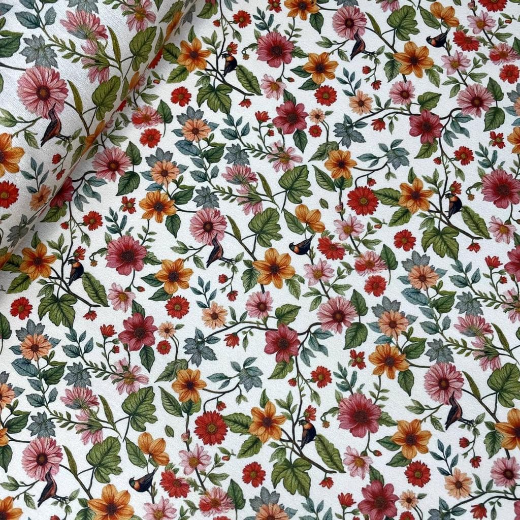 Tecido Tricoline Floral Multicolor 50cm x 1,50mt 100% Algodão Flores Estampado Patchwork Artesanato Costura